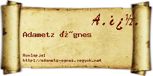 Adametz Ágnes névjegykártya